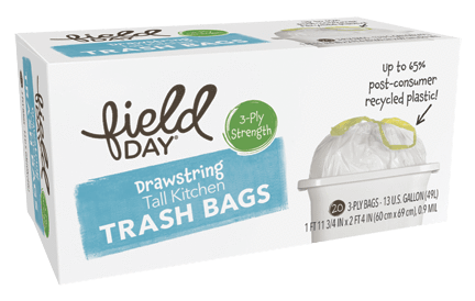 Field Day Drawstring Tall Kitchen Bags 20 Ct