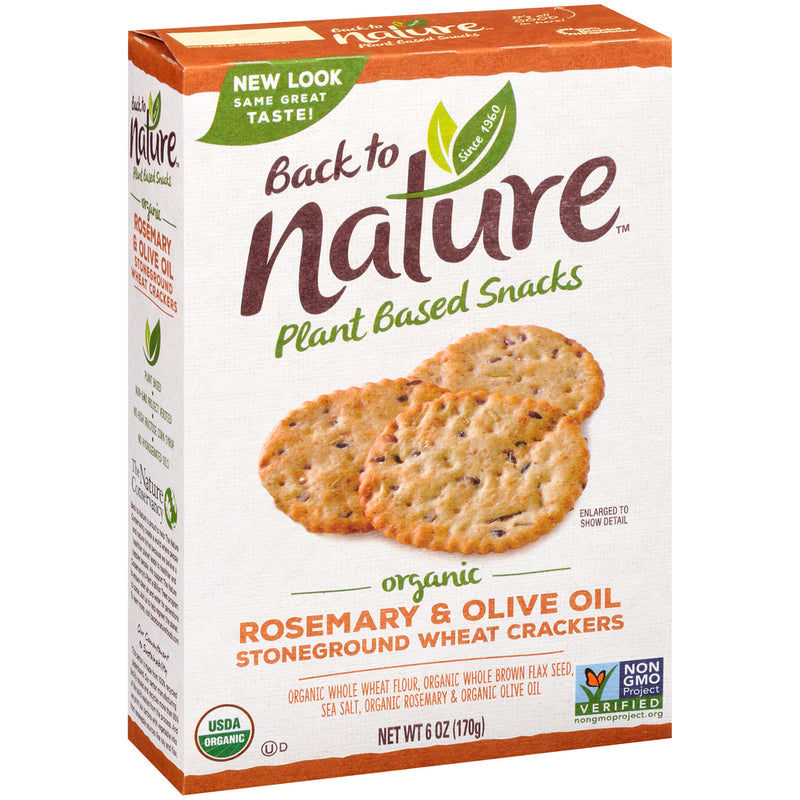 Back to Nature Org Rosemary Olive Oil Crackers 6oz