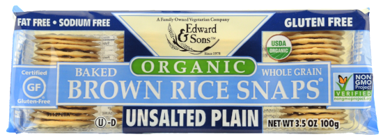 Edward & Sons Org Brown Rice Snaps Unsalted 3.5 Oz