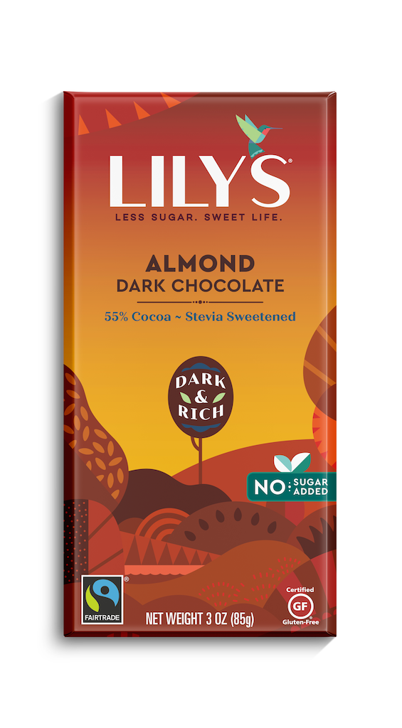 Lilys 55% Dark Chocolate Bar Wth Almonds 3 Oz