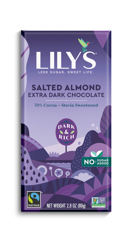 Lilys Dark Choc Almond Bar 3 Oz