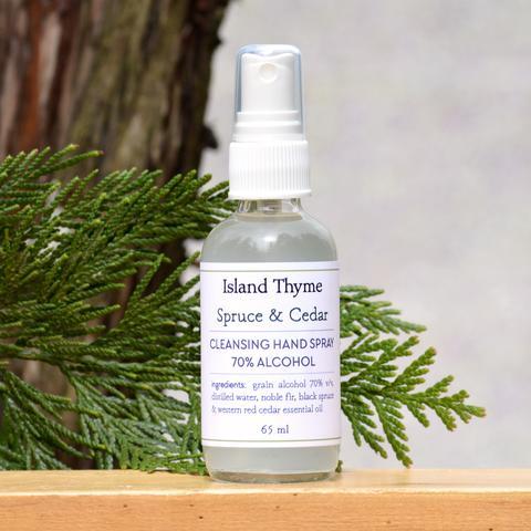 Spruce & Cedar 70% alcohol hand cleansing spray 2oz-Island Thyme