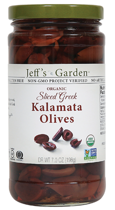 Jeffs Garden Org Sliced Kalamata Olives 7oz