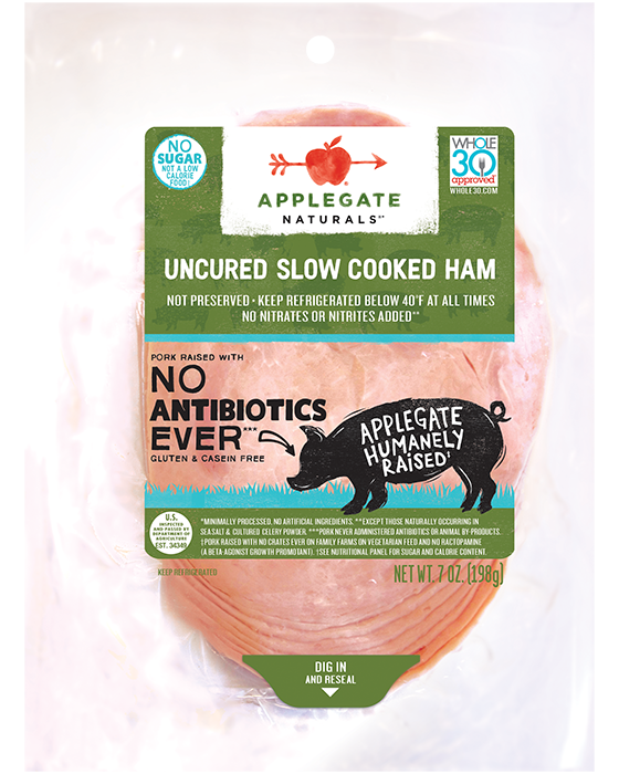 Applegate Farms Uncured Slow Cooked Ham Org 6 OZ